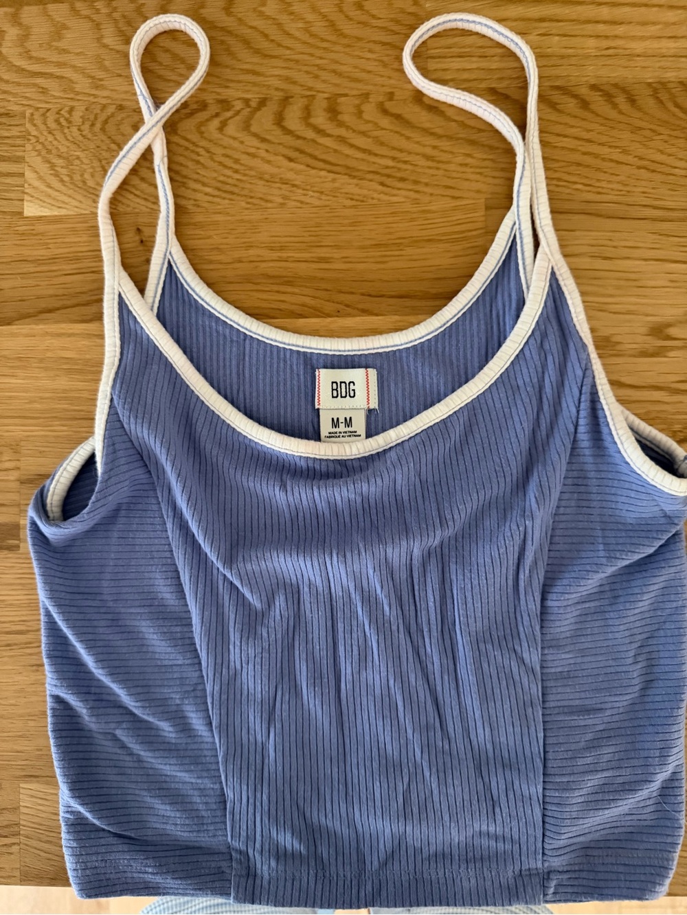 BDG Lavender Ribbed Crop Cami with White Trim